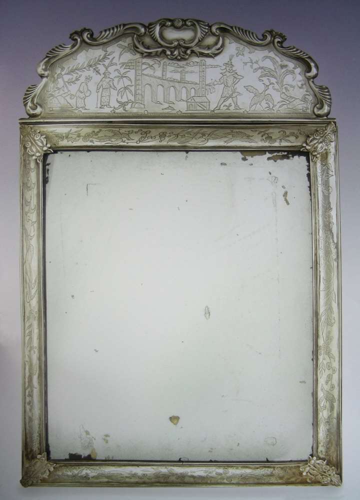 William & Mary chinoiserie silver mirror by Anthony Nelme